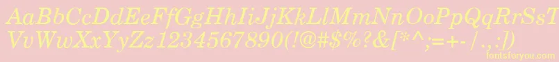 Weitere Informationen zur CenturyPsItalic-Schriftart CenturyPsItalic-Schriftart – Gelbe Schriften auf rosa Hintergrund