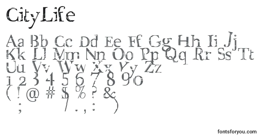 Schriftart CityLife – Alphabet, Zahlen, spezielle Symbole