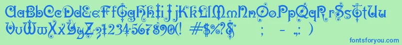 KarnacTwo Font – Blue Fonts on Green Background