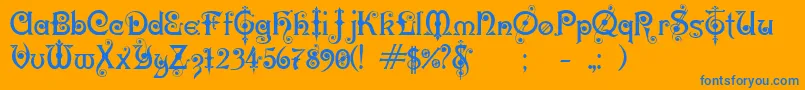 KarnacTwo Font – Blue Fonts on Orange Background