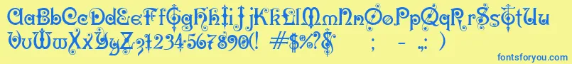 KarnacTwo Font – Blue Fonts on Yellow Background