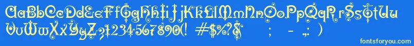 KarnacTwo Font – Yellow Fonts on Blue Background