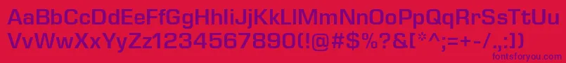 EurostileNextLtComSemibold-Schriftart – Violette Schriften auf rotem Hintergrund