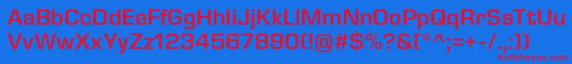 EurostileNextLtComSemibold Font – Red Fonts on Blue Background