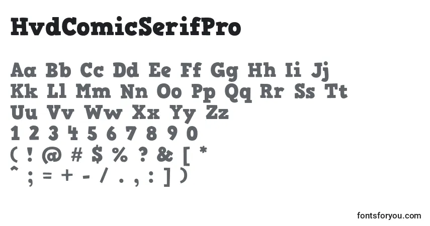 Czcionka HvdComicSerifPro – alfabet, cyfry, specjalne znaki