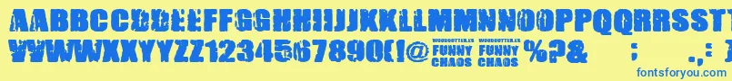 FunnyChaos Font – Blue Fonts on Yellow Background