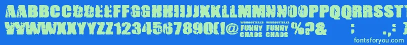 FunnyChaos Font – Green Fonts on Blue Background