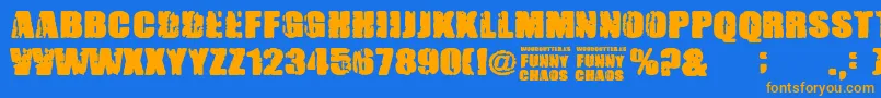 FunnyChaos Font – Orange Fonts on Blue Background