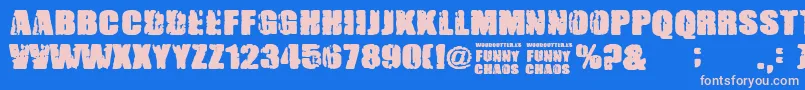 FunnyChaos Font – Pink Fonts on Blue Background