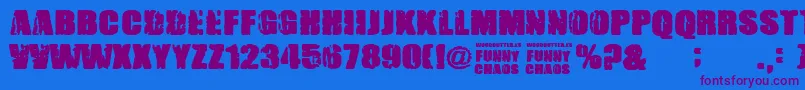 FunnyChaos Font – Purple Fonts on Blue Background