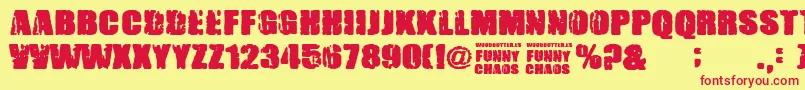 FunnyChaos-fontti – punaiset fontit keltaisella taustalla