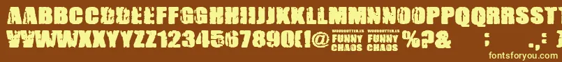 FunnyChaos Font – Yellow Fonts on Brown Background