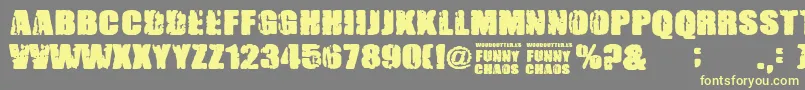 FunnyChaos-Schriftart – Gelbe Schriften auf grauem Hintergrund