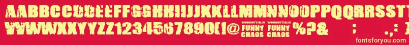 FunnyChaos Font – Yellow Fonts on Red Background