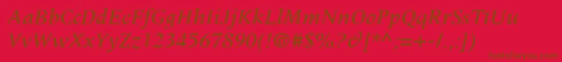 MeridienLtMediumItalic Font – Brown Fonts on Red Background