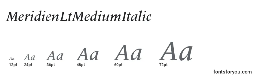 Größen der Schriftart MeridienLtMediumItalic