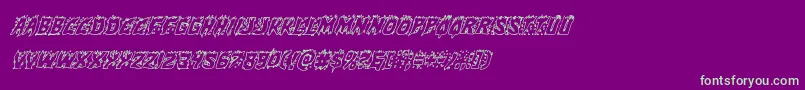 Hotkissoutital-Schriftart – Grüne Schriften auf violettem Hintergrund