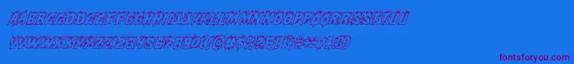 Hotkissoutitalフォントについての詳細 フォントHotkissoutital – 紫色のフォント、青い背景