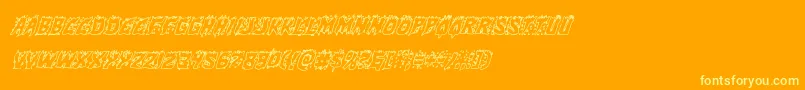 Hotkissoutital-Schriftart – Gelbe Schriften auf orangefarbenem Hintergrund