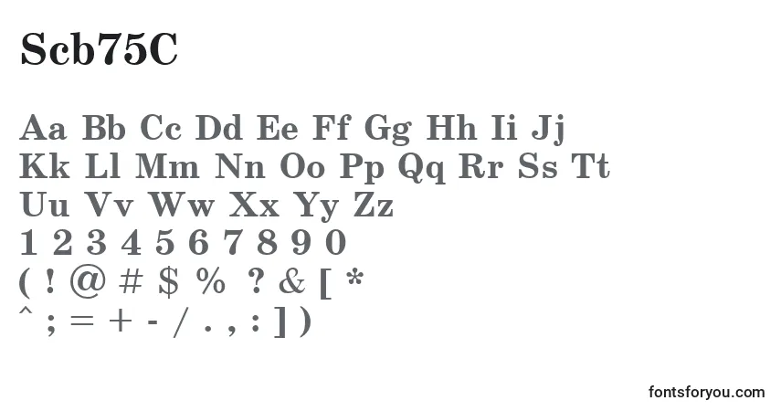 A fonte Scb75C – alfabeto, números, caracteres especiais