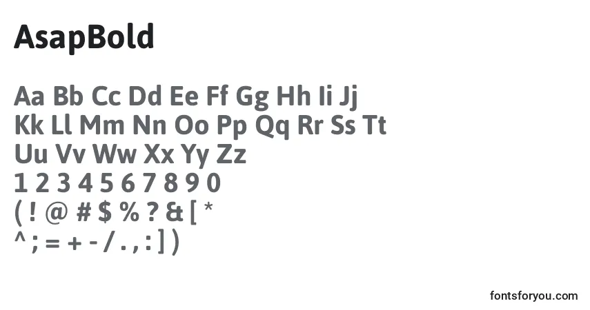 Czcionka AsapBold – alfabet, cyfry, specjalne znaki