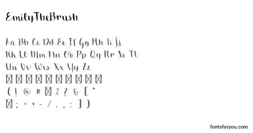 Czcionka EmilyTheBrush – alfabet, cyfry, specjalne znaki