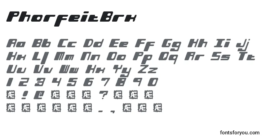 Шрифт PhorfeitBrk – алфавит, цифры, специальные символы