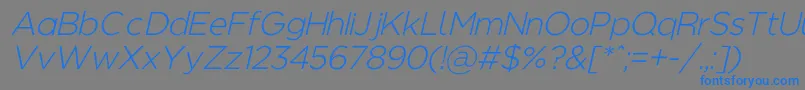 フォントRegencielightaltobl – 灰色の背景に青い文字