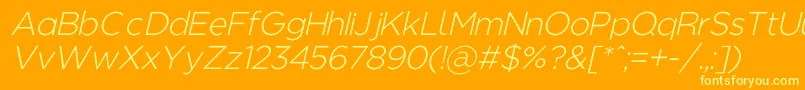 フォントRegencielightaltobl – オレンジの背景に黄色の文字