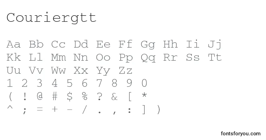 A fonte Couriergtt – alfabeto, números, caracteres especiais