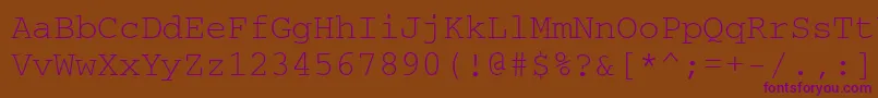 Czcionka Couriergtt – fioletowe czcionki na brązowym tle