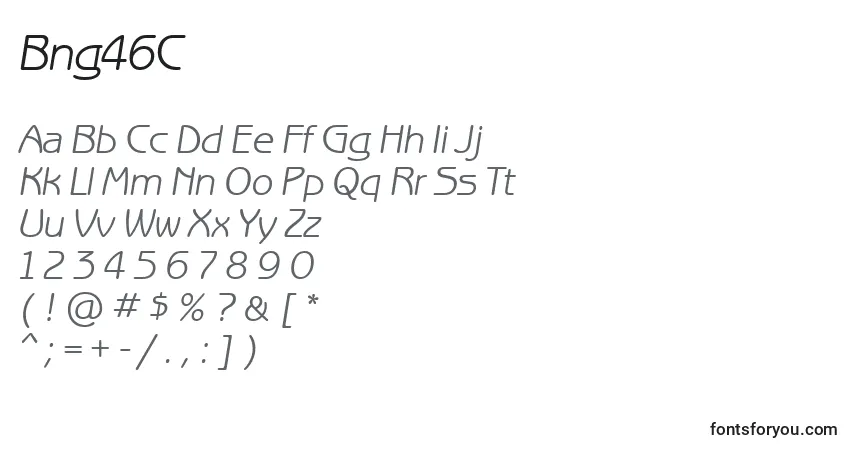 A fonte Bng46C – alfabeto, números, caracteres especiais