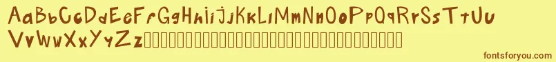Boludos-Schriftart – Braune Schriften auf gelbem Hintergrund