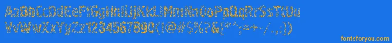 フォントPollockc4 – オレンジ色の文字が青い背景にあります。