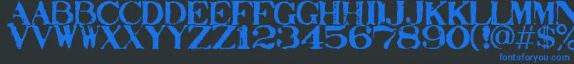 フォントStampact – 黒い背景に青い文字