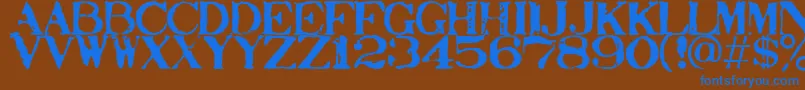 Шрифт Stampact – синие шрифты на коричневом фоне