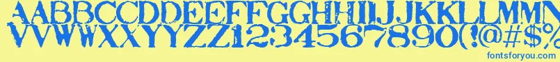 Stampact Font – Blue Fonts on Yellow Background