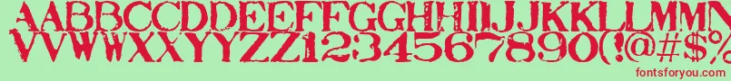 Stampact Font – Red Fonts on Green Background