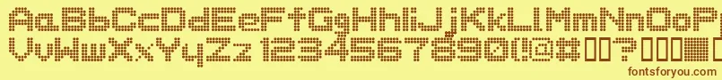 Dotspeci Font – Brown Fonts on Yellow Background