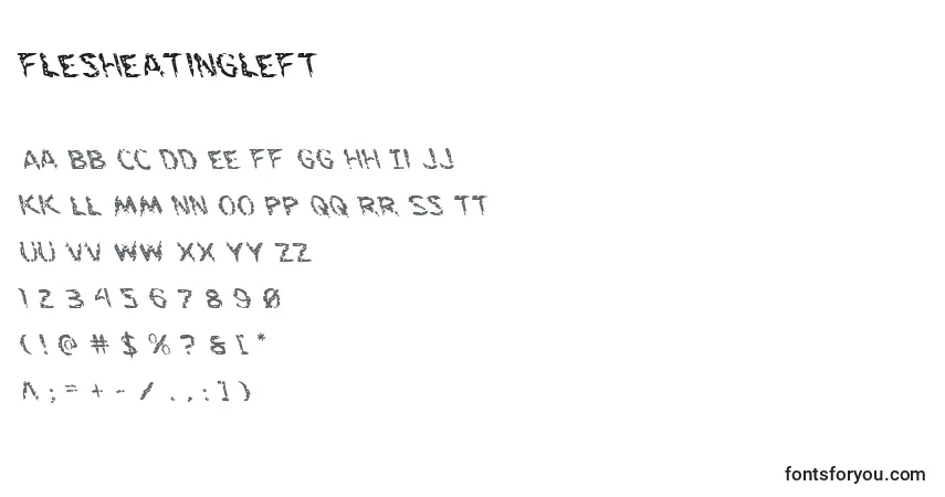 Czcionka Flesheatingleft – alfabet, cyfry, specjalne znaki