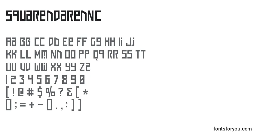 Czcionka SquarenDarenNc – alfabet, cyfry, specjalne znaki