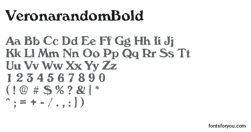 Schriftart VeronarandomBold – Alphabet, Zahlen, spezielle Symbole