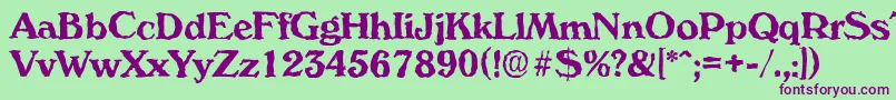 VeronarandomBold Font – Purple Fonts on Green Background