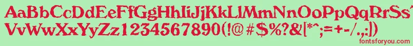 VeronarandomBold-Schriftart – Rote Schriften auf grünem Hintergrund