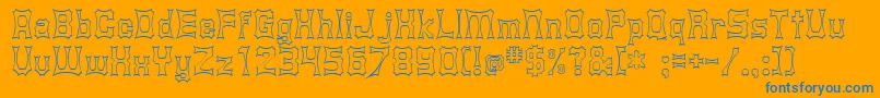 Shurkin-Schriftart – Blaue Schriften auf orangefarbenem Hintergrund