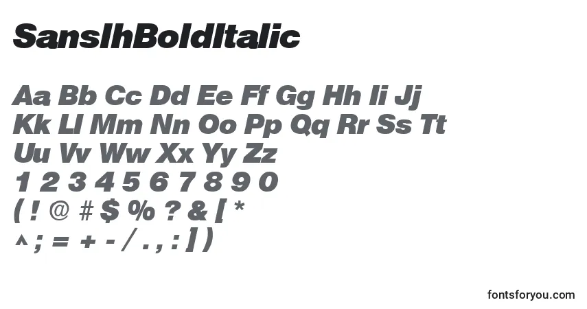 SanslhBoldItalicフォント–アルファベット、数字、特殊文字