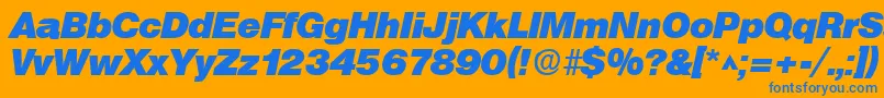 SanslhBoldItalic-Schriftart – Blaue Schriften auf orangefarbenem Hintergrund