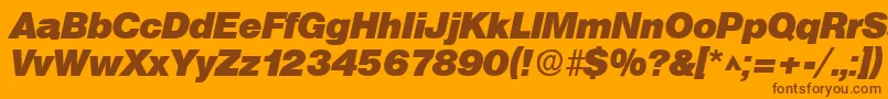 SanslhBoldItalic-Schriftart – Braune Schriften auf orangefarbenem Hintergrund