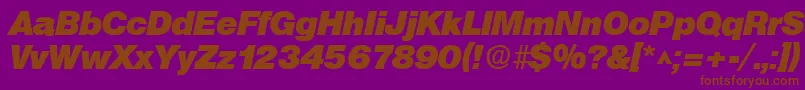 SanslhBoldItalic-fontti – ruskeat fontit violetilla taustalla