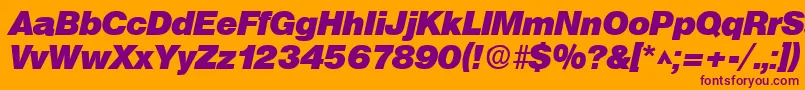 Czcionka SanslhBoldItalic – fioletowe czcionki na pomarańczowym tle